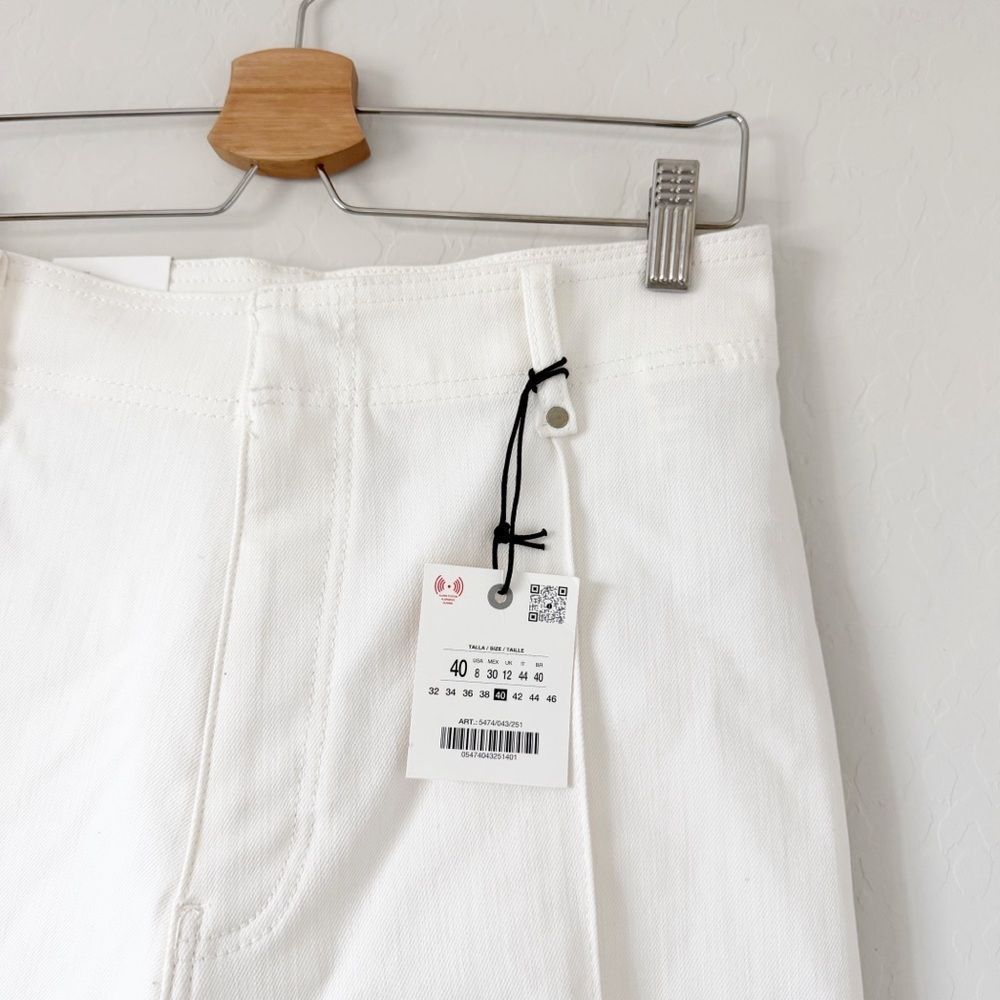 NWT Zara Wide Leg Tailored White Denim Jeans Size EU 40 US 8 - Picture 10 of 13